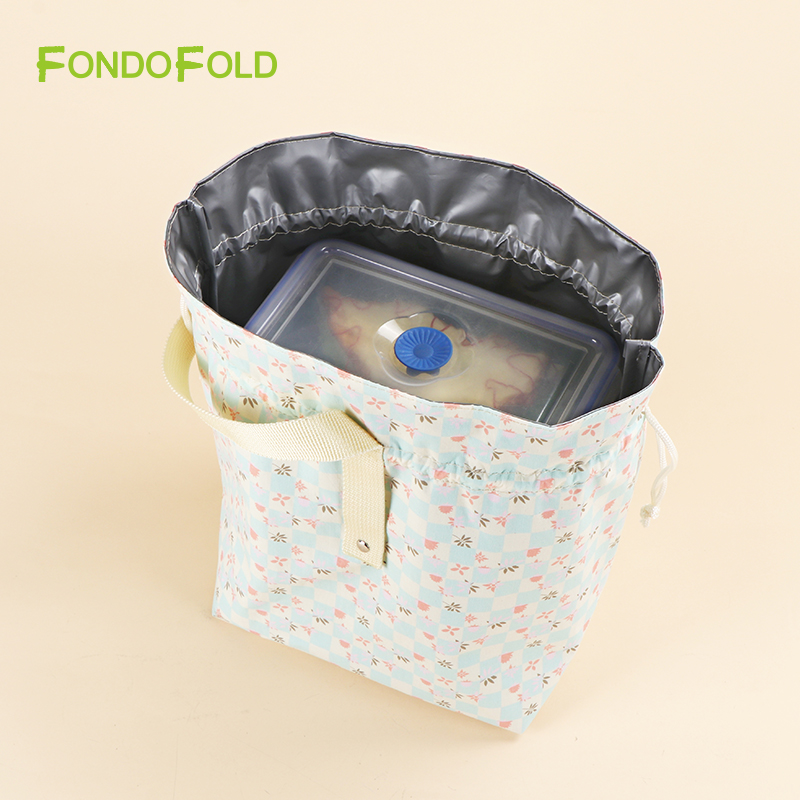 Waterproof Tote Bag  Shopping Bag Reusable Floral Print Gift Bag With Drawstring